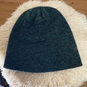 KNIT BEANIE CAP. Blue-Black Tweed 2-Ply 85% Wool 15% Nylon. OS